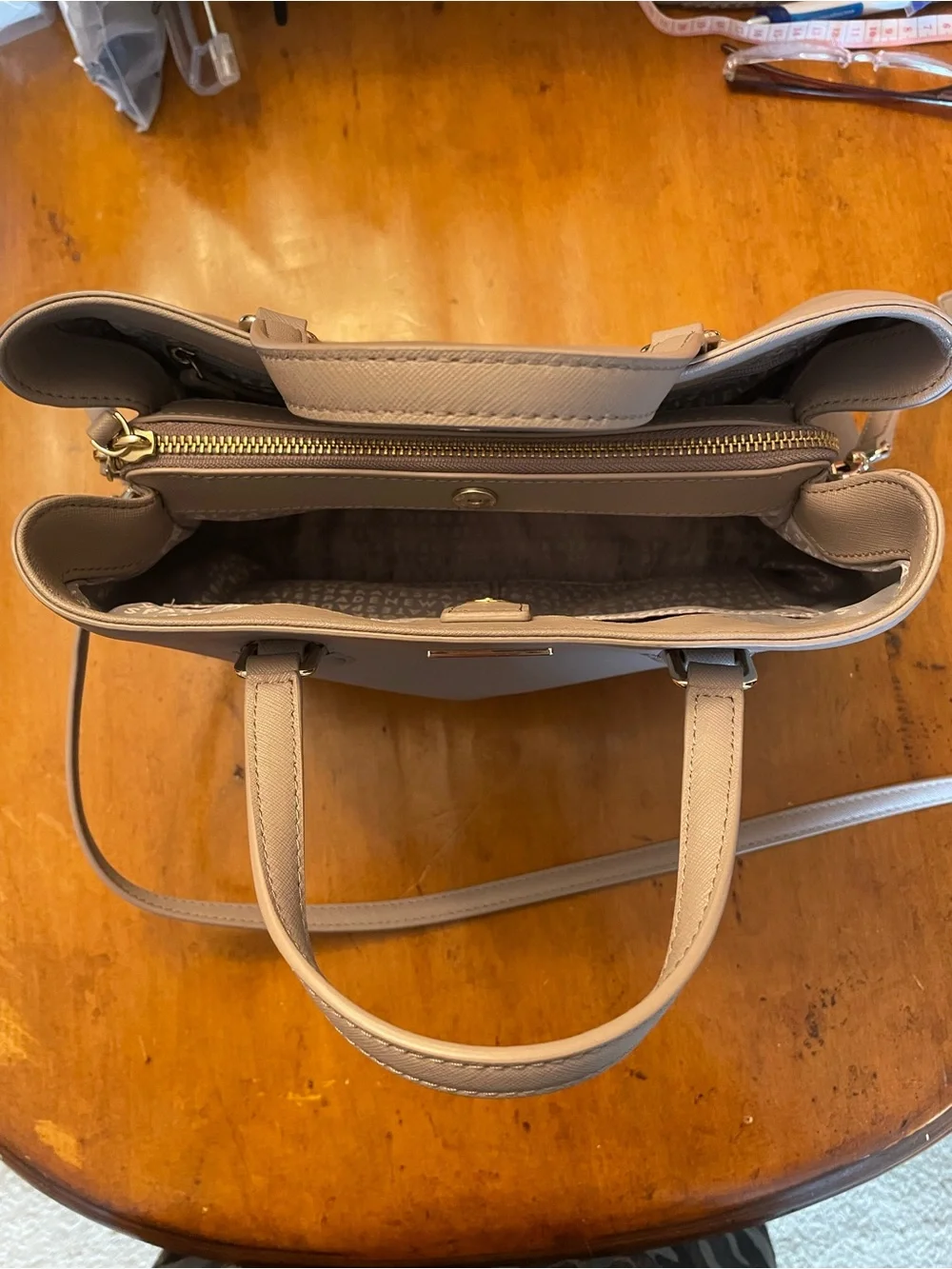 kate spade pebble leather satchel in taupe gray